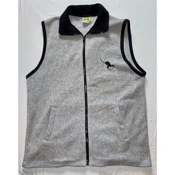 Vintage Australia Kangaroo Embroidered Fleece Vest Gray M golf‎ - Picture 1 of 10